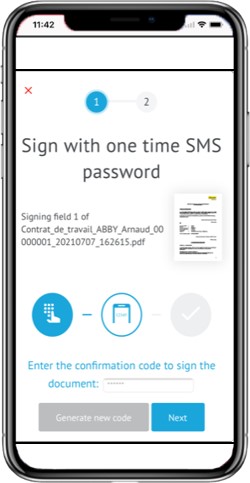 Signatur auf dem Handy starten – Eingabe des Einmalcodes